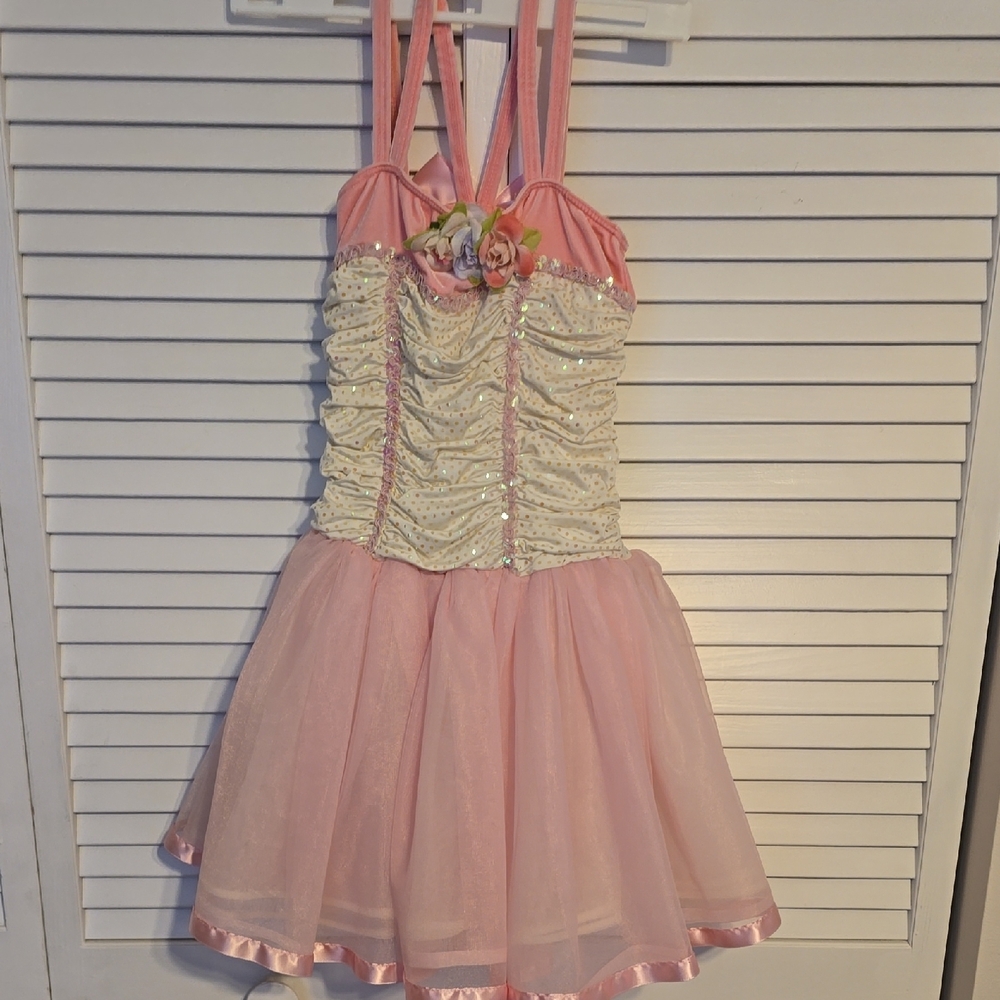 Pink and White Theater Costume with Tutu Skirt Like New Size 4-6